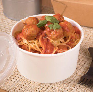 Spaghetti and meatballs in tomato sauce